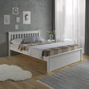 Ver imagem 1 de Cama Casal Inglesa com Peseira Fechada em Madeira Maciça Mv Outlet Branco