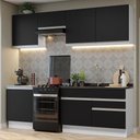 Ver imagem 1 de Armário De Cozinha Completa 240Cm Branco/Preto Glamy Madesa