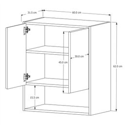 Armario Aéreo Organizador Multiuso Quarto Sala Bela 2 Portas:freijo/ripado 3d - 3