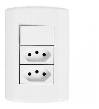 Conjunto Modular 1 Tecla Simples + 2 Tomada 10a Pluzie 7237 - 1