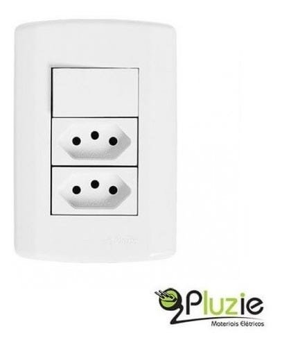 Conjunto Modular 1 Tecla Simples + 2 Tomada 10a Pluzie 7237 - 3