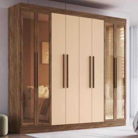Guarda-roupas Casal 8 Portas 242cm Multimóveis Cr35261 Castanho-nude