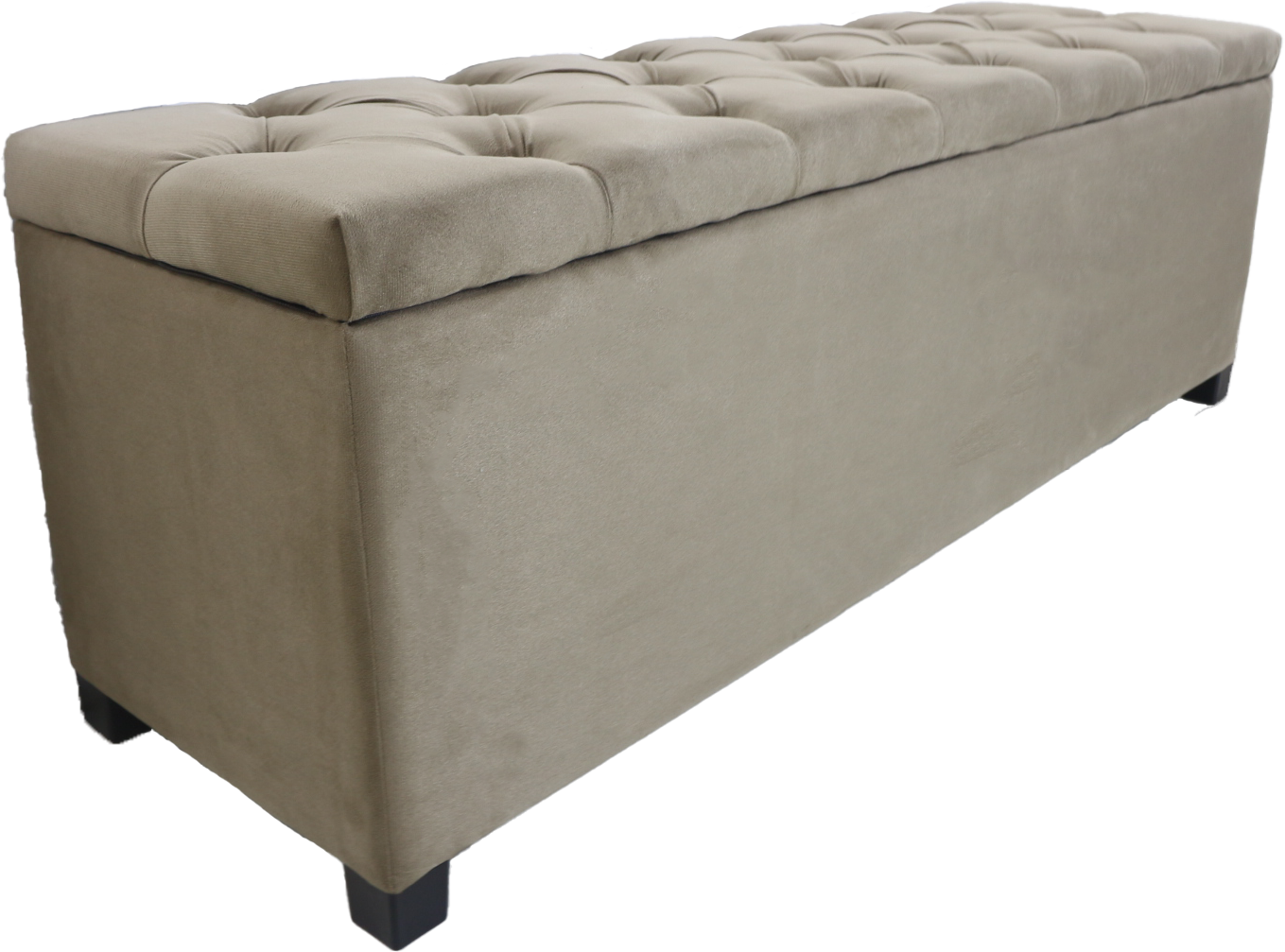 Puf Baú Estofado em Capitonê Queen 160x40x45cm Marrom Claro - Produto Direto de Fábrica