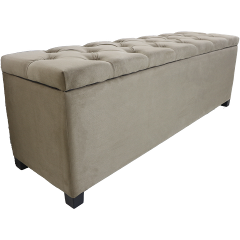 Puf Baú Estofado em Capitonê Queen 160x40x45cm Marrom Claro - Produto Direto de Fábrica