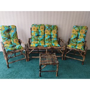 Jogo De Sofá De Bambu Poltronas Cadeira Jogo De Sofa De Vime Bambu Área Conjunto Kit