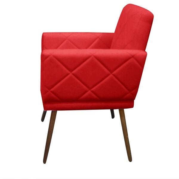 Poltrona Decorativa Lia Escritório Recepção Suede Vermelho - 3