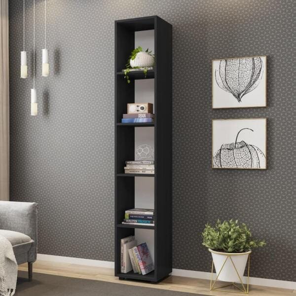 Estante Livreiro Texas 30 cm com 5 Nichos - Preto - 1