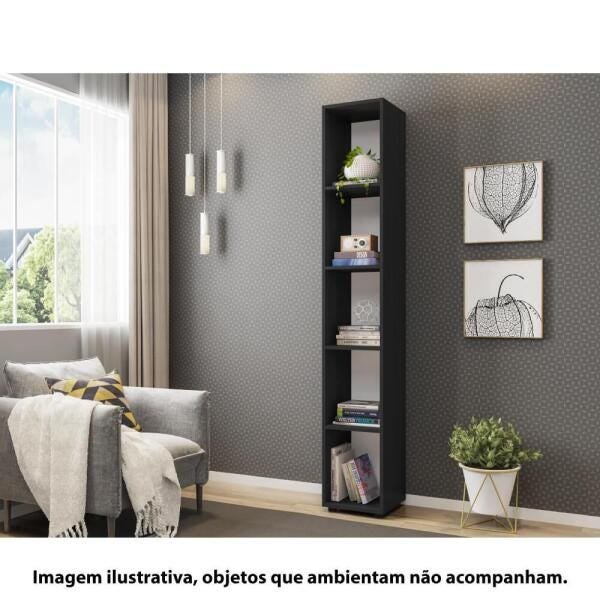 Estante Livreiro Texas 30 cm com 5 Nichos - Preto - 5