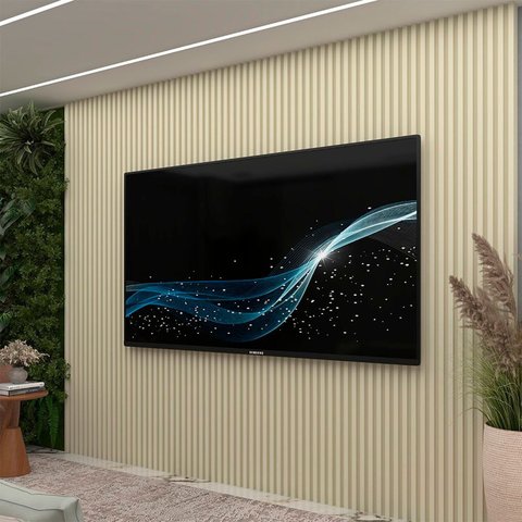 Painel para TV até 85 Polegadas Ripado com LED 100% MDF 250CMX218CM Supremo Bege Off White