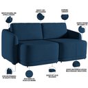 Ver imagem 4 de Sofá Cama para Sala de Estar 2 Lugares 176cm Montserrat K01 Veludo Azul Marinho - Lyam Decor