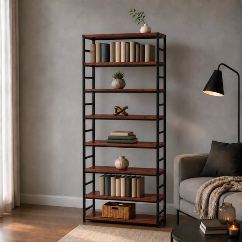 Estante Multiuso Organizador Livreiro Estilo Industrial 180x70 Preto Mogno