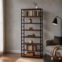 Ver imagem 1 de Estante Multiuso Organizador Livreiro Estilo Industrial 180x70 Preto Mogno