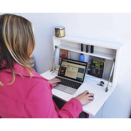 Escrivaninha Mesa Suspensa Dobrável 68,5 cm - Branco/Cinza - 1 Escrivaninha Mesa Suspensa Dobrável 68,5 cm - Branco/Cinza - 1