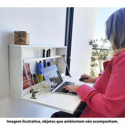 Escrivaninha Mesa Suspensa Dobrável 68,5 cm - Branco/Cinza - 6 Escrivaninha Mesa Suspensa Dobrável 68,5 cm - Branco/Cinza - 6