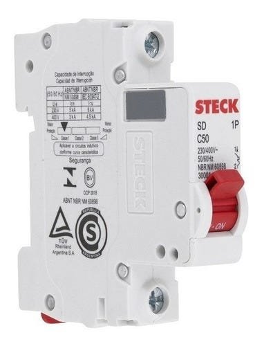 Disjuntor Unipolar 1p 50a Curva C 3ka 230v Sdd61c50 Steck - 2
