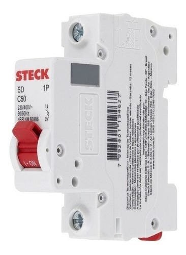 Disjuntor Unipolar 1p 50a Curva C 3ka 230v Sdd61c50 Steck - 1