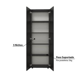 Armário para Lavanderia Multiuso Curitiba com 2 Portas - Preto - 3 Armário para Lavanderia Multiuso Curitiba com 2 Portas - Preto - 3