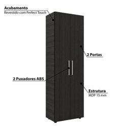 Armário para Lavanderia Multiuso Curitiba com 2 Portas - Preto - 2 Armário para Lavanderia Multiuso Curitiba com 2 Portas - Preto - 2