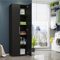Armário para Lavanderia Multiuso Curitiba com 2 Portas - Preto - 1 Armário para Lavanderia Multiuso Curitiba com 2 Portas - Preto - 1