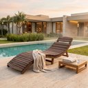 Ver imagem 4 de Espreguiçadeira Isa em Madeira Maciça para Área de Piscina e Jardim – Arveni – Nogueira