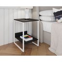 Ver imagem 1 de Mesa Cabeceira Industrial Tókio Base Ferro Branco Tampo Preto