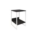 Ver imagem 2 de Mesa Cabeceira Industrial Tókio Base Ferro Branco Tampo Preto