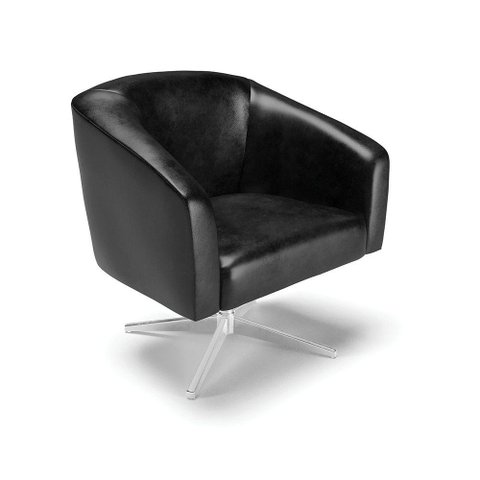 Cadeira Sala de Jantar Giratória Base Cromada Stella Sintético Pu D03 - D'Rossi Cor Preto