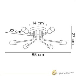 Plafon Aster 6 Hastes Rose | Iluminação Moderna - 5