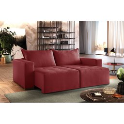 Sofá Retrátil Urano Vermelho 2.20cm Almofadas Soltas - 1