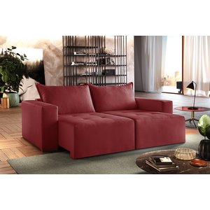 Sofá Retrátil Urano Vermelho 2.20cm Almofadas Soltas