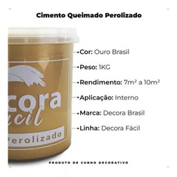 Cimento Queimado com Efeito Perolizado Decora Fácil 1kg - Ouro Brasil - 5