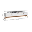 Ver imagem 3 de Rack ABS 1.80m Estilo Retrô Com Pés em Madeira e Puxadores em Couro Para TV Até 70'' 3 Portas Cor Br