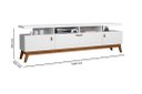 Ver imagem 3 de Rack ABS 1.80m Estilo Retrô Com Pés em Madeira e Puxadores em Couro Para TV Até 70'' 3 Portas Cor Br