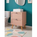 Ver imagem 2 de Gabinete para Banheiro com Tampo Cuba e Armario 60cm Retro Mdf Rosa Milano - On Móveis