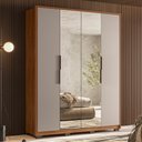 Ver imagem 2 de Guarda Roupa Casal Attore 4 Portas Nogueira/nude Prime Tx com 2 Espelhos e Pés - Demartêz