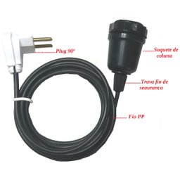 Soquete C/ Rabicho Preto 2 Metros E Plug Para Iluminação - 4