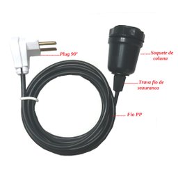 Soquete C/ Rabicho Preto 2 Metros E Plug Para Iluminação - 2
