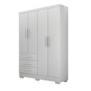 Ver imagem 1 de Guarda Roupa Solteiro Encant 4 Portas de Bater 3 Gavetas MDP Neve 120cm