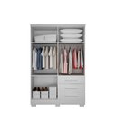 Ver imagem 4 de Guarda Roupa Solteiro Encant 4 Portas de Bater 3 Gavetas MDP Neve 120cm