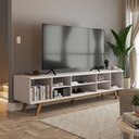 Ver imagem 3 de Rack para Tv até 75 Polegadas Silver 4 Portas 1 Prateleira Ripado Cinamomo/off White - Panorama Móve