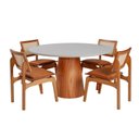 Ver imagem 2 de Conjunto Mesa com 4 Cadeiras de Madeira Maciça Rattan Natural e Estofada Daren Espresso Móveis
