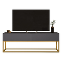 Ver imagem 1 de Rack Eros 140cm com Base Metálica Industrial Minimalista com Gavetas:cinza/dourado