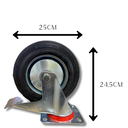 Ver imagem 3 de Rodízio Rodinha Grande Giratório Placa Base Aço Roda Borracha Diâmetro 200mm 8" Altura 245mm