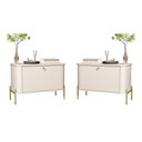 Ver imagem 1 de Jogo de Mesa de Cabeceira Sofia Off White Dourado