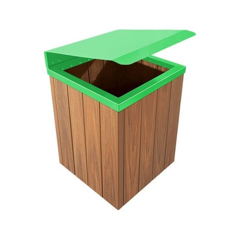 Lixeira de Madeira Plástica Ecológica com Tampa Basculante Verde 68l