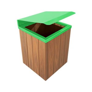 Lixeira de Madeira Plástica com Tampa Basculante Verde 68l