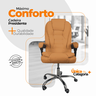 Kit 6 Cadeiras de Escritório Presidente Reclinável Ajustável - Marrom Claro - 5