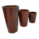 Ver imagem 2 de Kit 3 Vasos para Plantas Redondos Polietileno Marrom