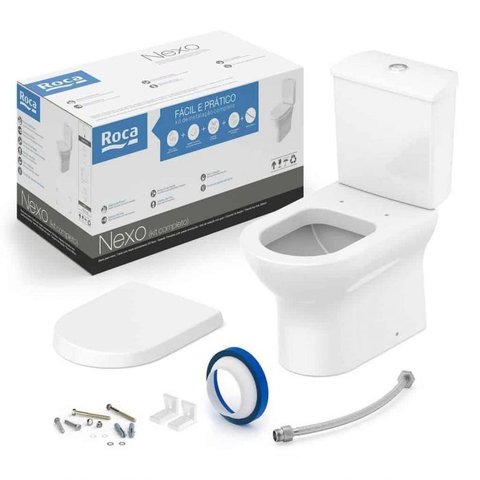 Kit Bacia com Caixa Acoplada e Assento Plástico Nexo Branco Roca
