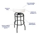Ver imagem 3 de Conjunto 2 Banquetas Giratória Bar para Bancada Média Altura 65cm cor Preto Assento Branco Poltronas